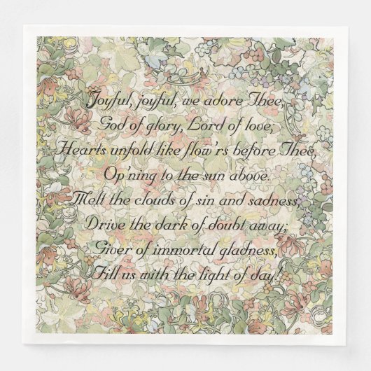 Serviette En Papier Hymne Joyeux Joyeux Mucha Fleurs Art Nouveau (Devant)