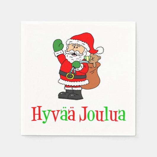 Serviette En Papier Hyvaa Joulua Finlande Père Noël de Noël (Devant)