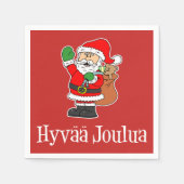 Serviette En Papier Hyvaa Joulua Père Noël finlandaise de Noël (RED) (Devant)