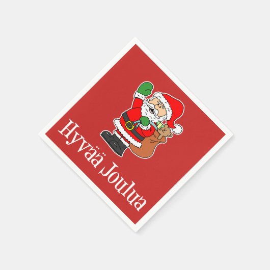 Serviette En Papier Hyvaa Joulua Père Noël finlandaise de Noël (RED) (Coin)