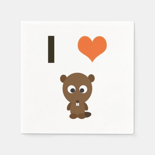 Serviette En Papier I coeur (amour) Castors (Devant)