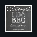 Serviette En Papier I DO BBBQ Chalkboard Mariage engagement Napkin<br><div class="desc">Je fais BBQ Napkin avec Arrière - plan Chalkboard. Éclairage à cordes. Mariage. Fêtes de fiançailles. Vintage Retro. Rehersal Dinner Invitation. Fête des mariées. Douche Couples. Rehersal Dîner. Pour plus de personnalisation,  cliquez sur le bouton "Customiser" et utilisez notre outil de conception pour modifier ce modèle.</div>