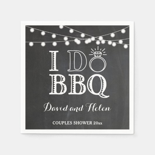 Serviette En Papier I DO BBBQ Chalkboard Mariage engagement Napkin (Devant)