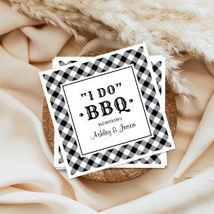 Serviette En Papier I Do BBQ Black En vichy Custom Wedding Monogramme