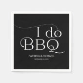 Serviette En Papier I do BBQ Engagement Party Noir (Devant)