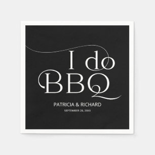 Serviette En Papier I do BBQ Engagement Party Noir