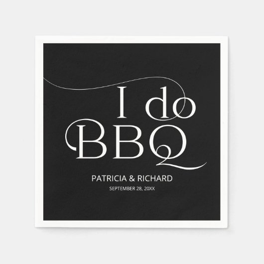 Serviette En Papier I do BBQ Engagement Party Noir (Devant)