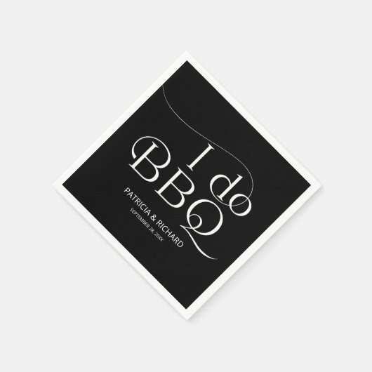 Serviette En Papier I do BBQ Engagement Party Noir (Coin)