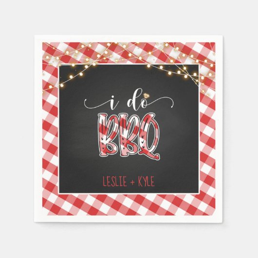 Serviette En Papier I Do BBQ Papier Napkin - En vichy - Personnalisé (Devant)