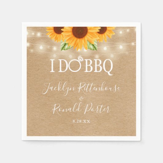 Serviette En Papier I Do BBQ Sunflower String Fiançailles (Devant)