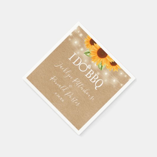 Serviette En Papier I Do BBQ Sunflower String Fiançailles (Coin)