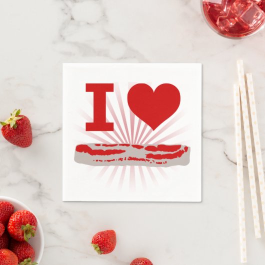 Serviette En Papier I Heart bacon (En situation)