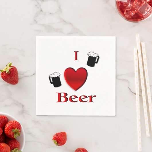 Serviette En Papier I Heart Beer Design (En situation)