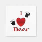 Serviette En Papier I Heart Beer Design (Devant)