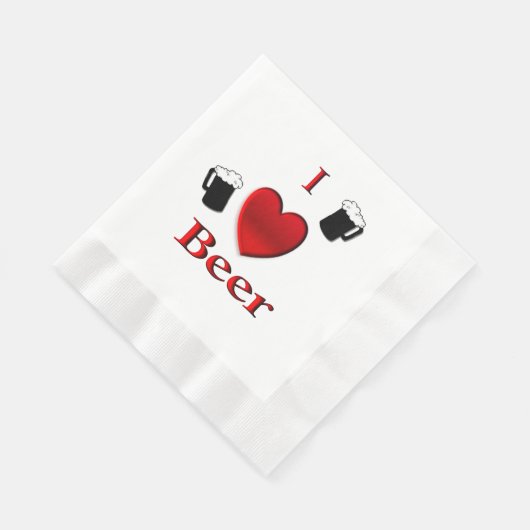 Serviette En Papier I Heart Beer Design (Coin)