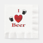 Serviette En Papier I Heart Beer Design (Devant)