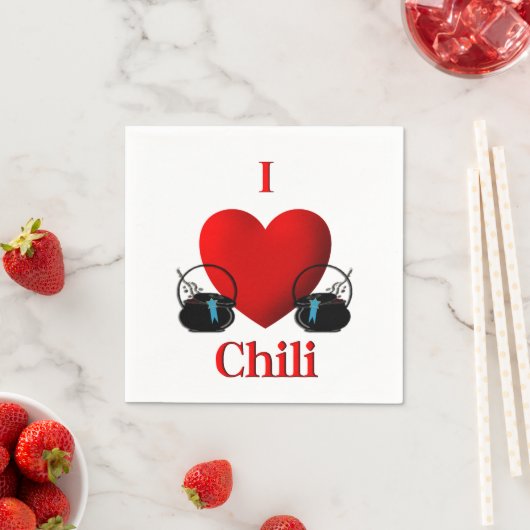 Serviette En Papier I Heart Chili (En situation)