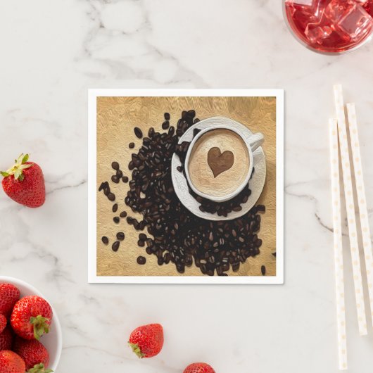 Serviette En Papier I Heart Coffee (En situation)