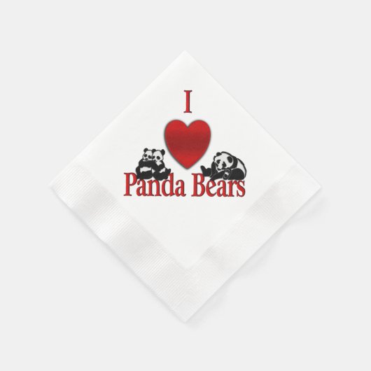 Serviette En Papier I Heart Panda Bears (Coin)