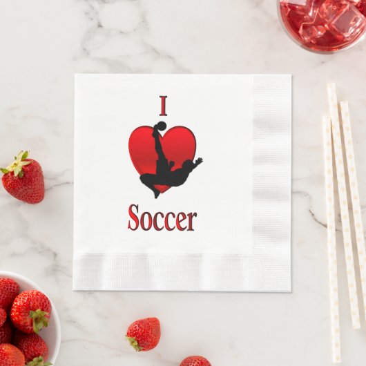 Serviette En Papier I Heart Soccer (En situation)