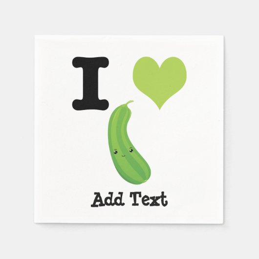 Serviette En Papier I Heart Zucchini Cute Kawaii Zucchini (Devant)