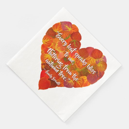 Serviette En Papier I Love Automne—Rouge Aspen Leaf Heart 1, Citation  (Coin)