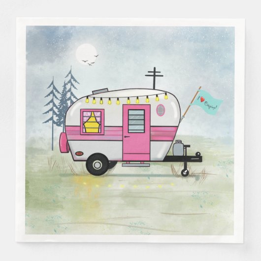 Serviette En Papier I Love Camping Papier Napkin (Devant)