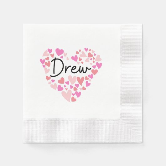 Serviette En Papier I love Drew - coeurs pour Drew (Devant)