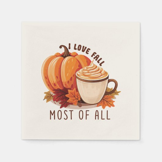 Serviette En Papier I Love Fall - Citrouille et Citrouille Spice Latte (Devant)
