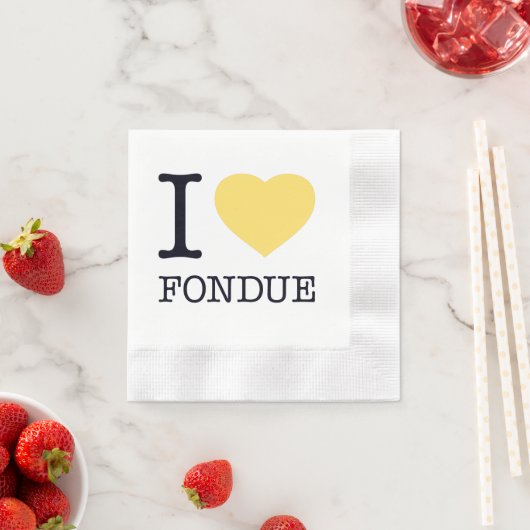 SERVIETTE EN PAPIER I LOVE FONDUE (En situation)
