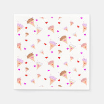 I Love Glace Cream, Cones Hearts Flavours Motif