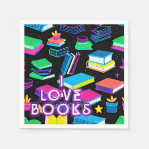 Serviette En Papier I Love Livres Colorful 2