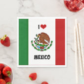 Serviette En Papier I Love Mexico, drapeau mexicain (En situation)