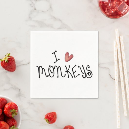 Serviette En Papier I Love Monkeys Papier Napkins (En situation)