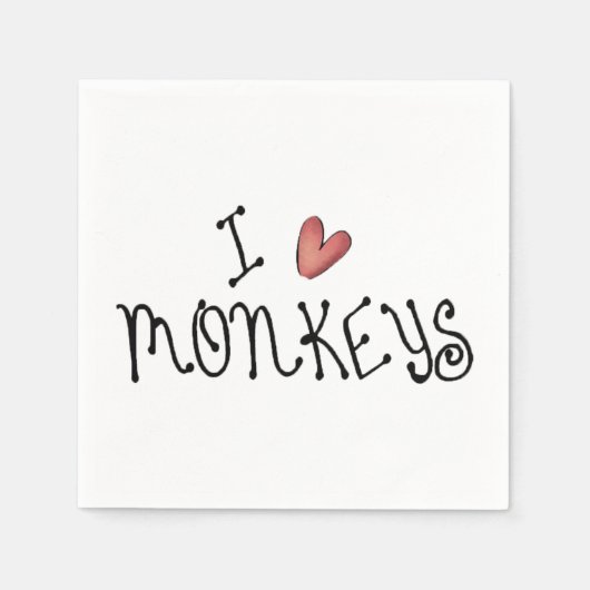 Serviette En Papier I Love Monkeys Papier Napkins (Devant)
