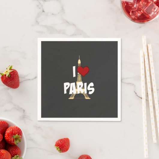 Serviette En Papier I Love Paris (En situation)