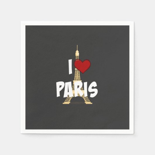 Serviette En Papier I Love Paris (Devant)
