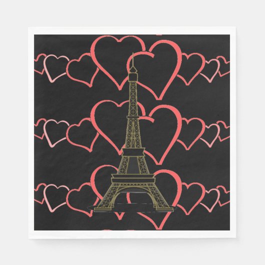 Serviette En Papier I Love Paris, French Theme Party Papier serviettes (Devant)
