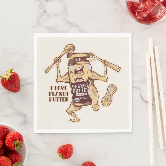 SERVIETTE EN PAPIER I LOVE PEANUT BUTTER (En situation)