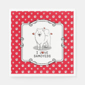 Serviette En Papier I Love Samoyeds - chien coeurs mignons Sammie (Devant)