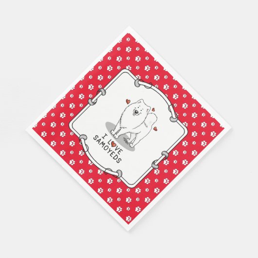 Serviette En Papier I Love Samoyeds - chien coeurs mignons Sammie (Coin)