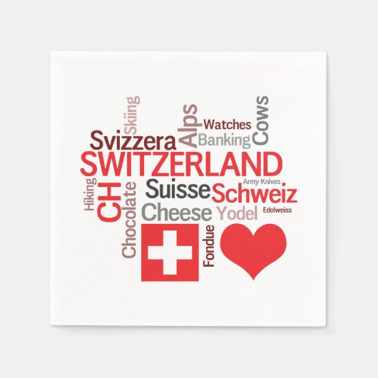 Serviette En Papier I Love Switzerland - Favoris Swiss Things (Devant)