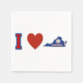Serviette En Papier I Love Virginia Heart State Flag Party (Devant)