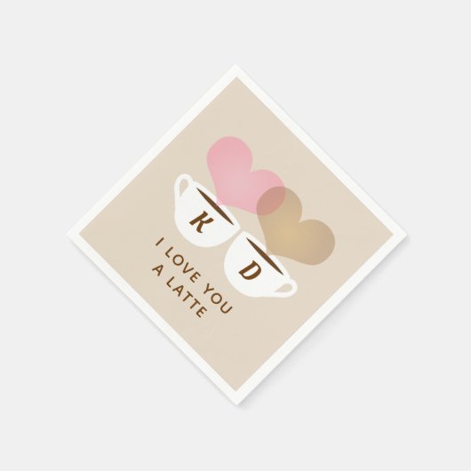 Serviette En Papier I Love You A Latte Custom Monogram (Coin)