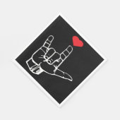 Serviette En Papier I Love You Hand Sign ASL Cadeaux Hommes Femmes Val (Coin)