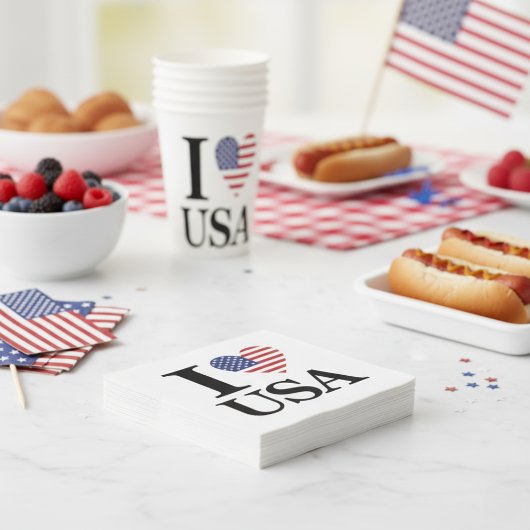 SERVIETTE EN PAPIER "I ❤️ USA"
