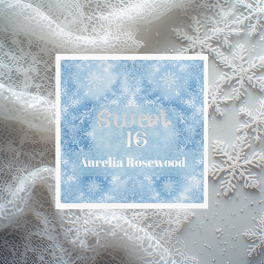 Serviette En Papier Ice Blue Frost Fairytale Winter Snow Sweet 16 Chic