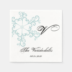 Serviette En Papier Ice Blue Heart Snowflake Mariage