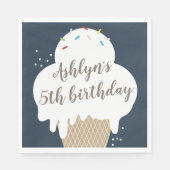 Serviette En Papier Ice Cream Cone Navy Blue Anniversaire de enfant Pa (Devant)