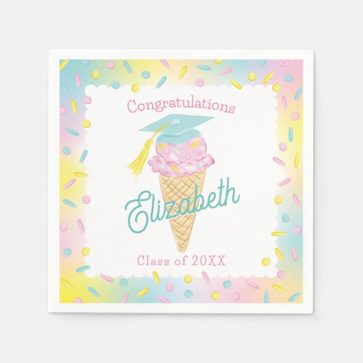 Serviette En Papier Ice Cream Graduation Party (Devant)